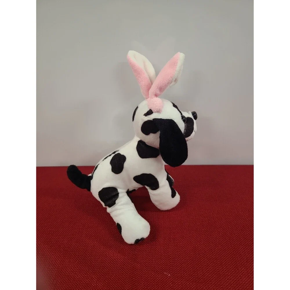 2015 Animal Adventure White Spotted Dog With Bunny Ears Plush Easter